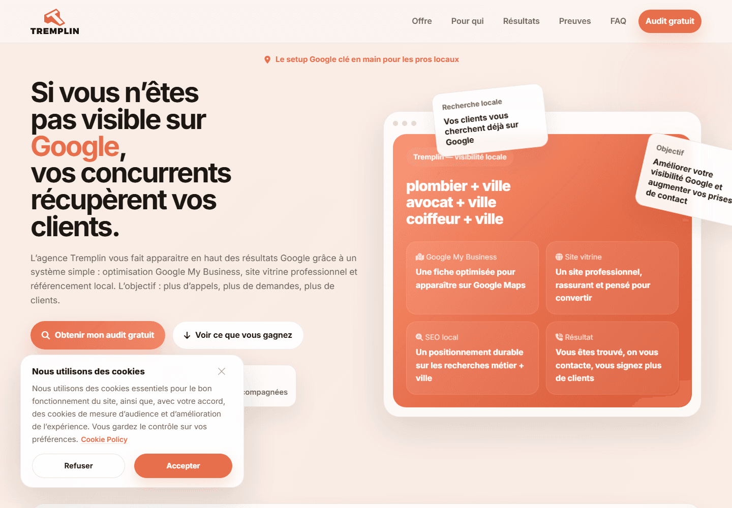 Agence Tremplin website homepage preview