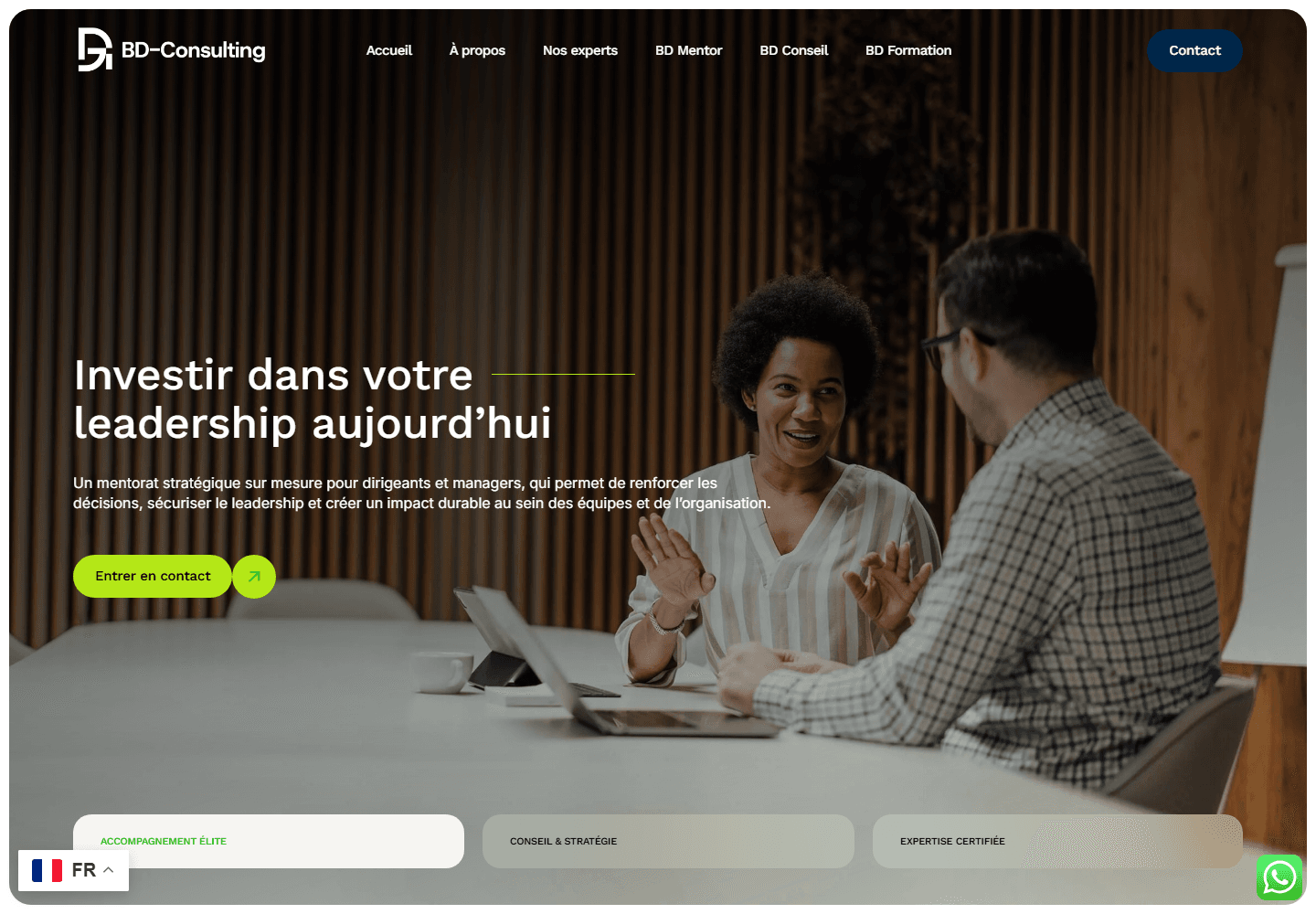 BD Consulting website homepage preview
