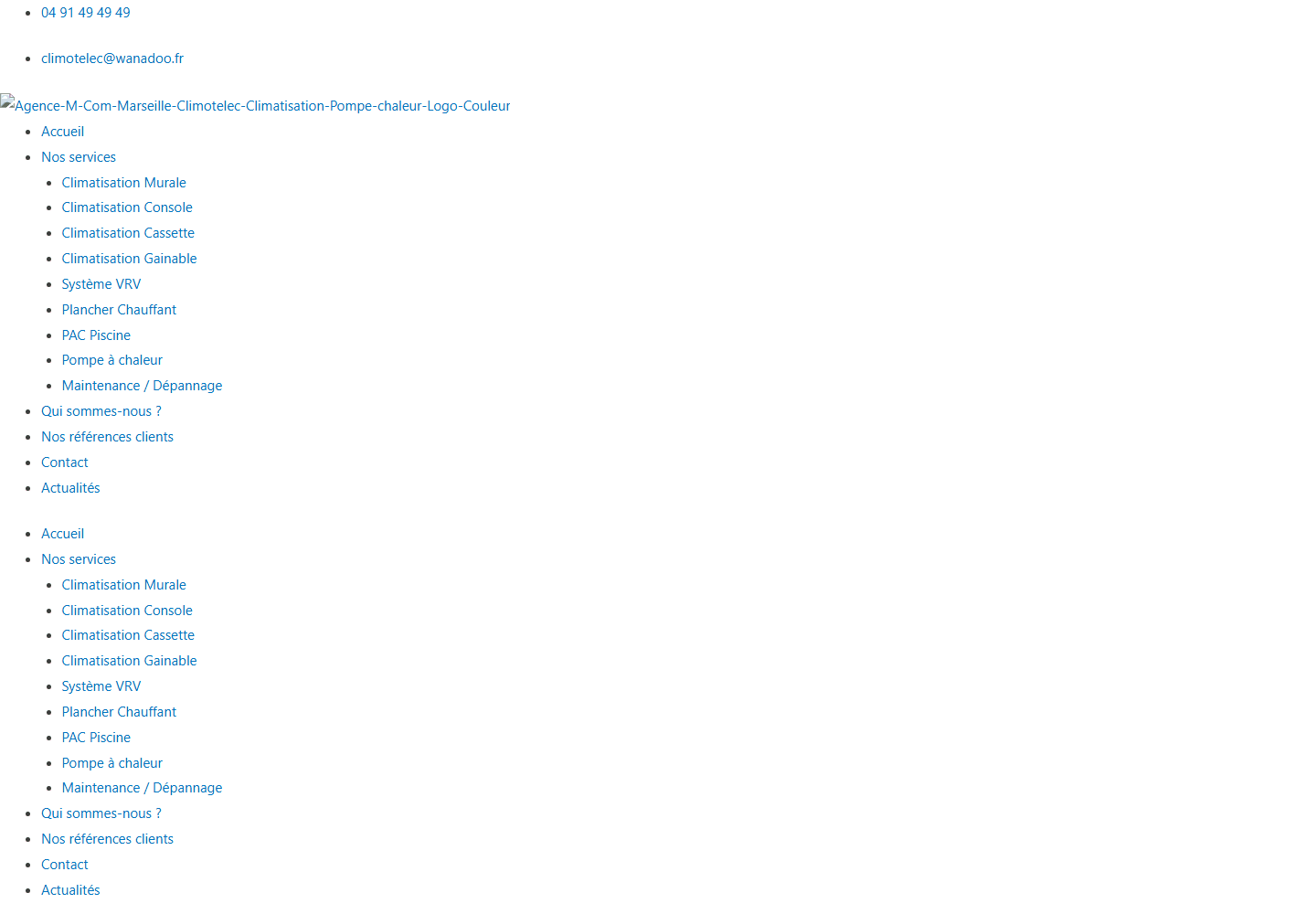 Climotelec website homepage preview