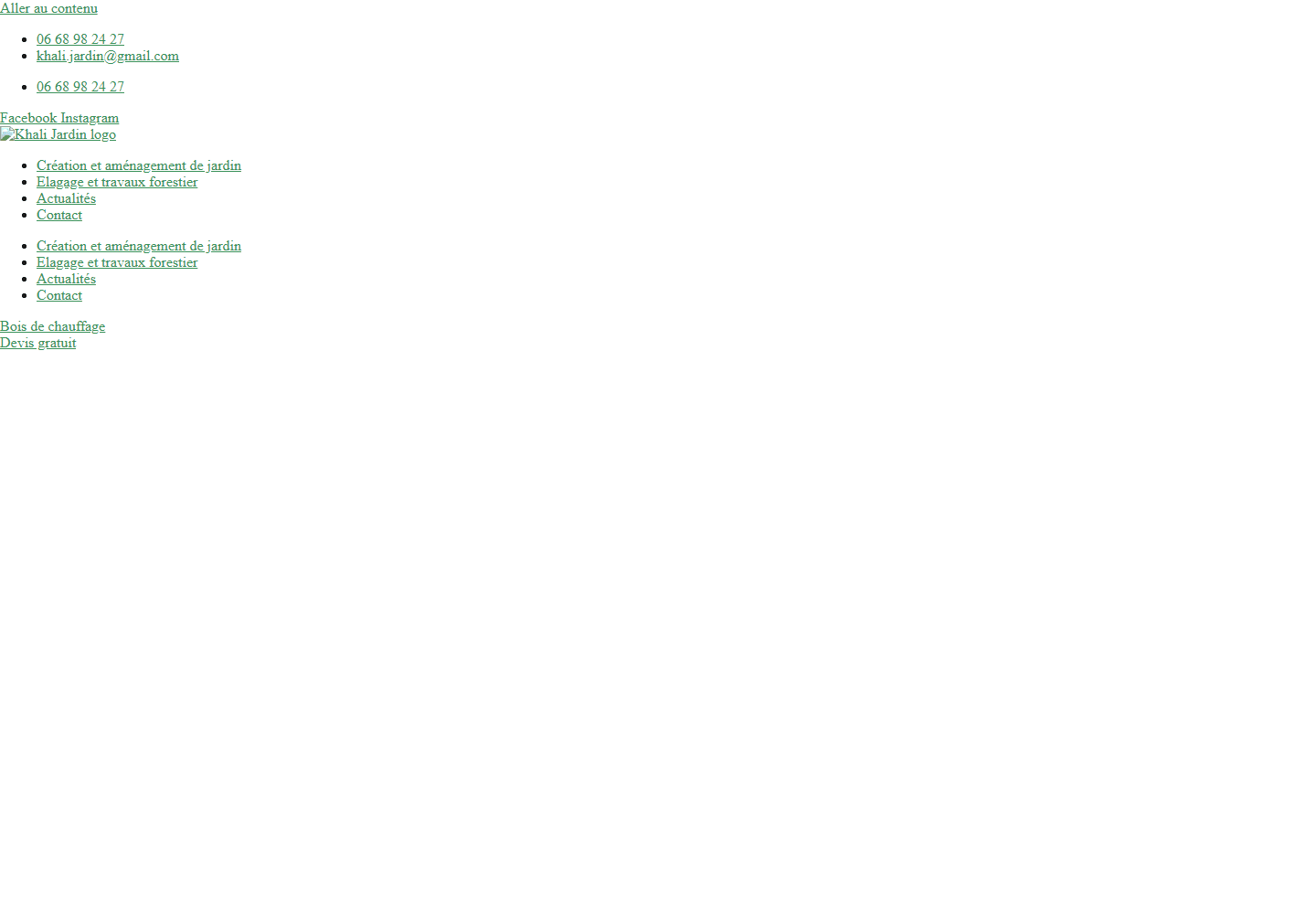 Khali Jardin website homepage preview