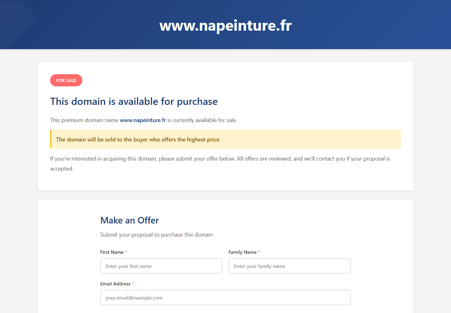 NA Peinture website homepage preview